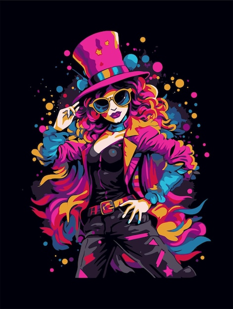 mardi gras carnival colorfull woman vector illustration witch sorceress graphic