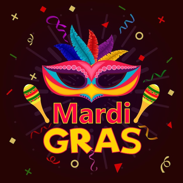 Vettore fondo della celebrazione della festa del carnevale di mardi gras illustrazione vettoriale premium