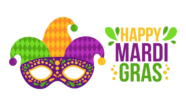 Vettore progettazione della festa di carnevale di mardi gras. martedì grasso, carnevale, festa. per biglietto di auguri, banner vettoriale