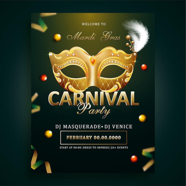 mardi gras, carnival party flyer