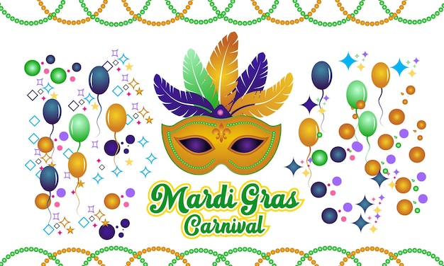 Vector mardi gras celebrated on 13th february vector banner flyer poster and social medial template design
