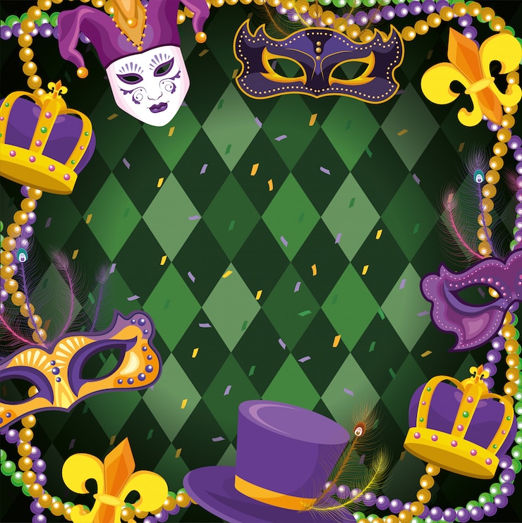 Vector mardi gras decoration with neclace balls