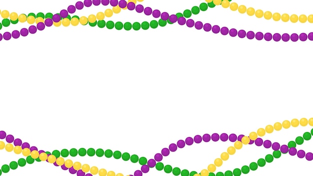 Vector mardi gras decorative beads background in traditional colors