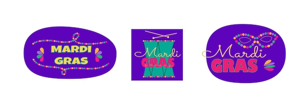 Mardi Gras design element Festival typography set