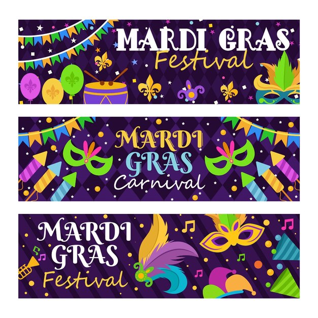 Vector mardi gras festival banner concept