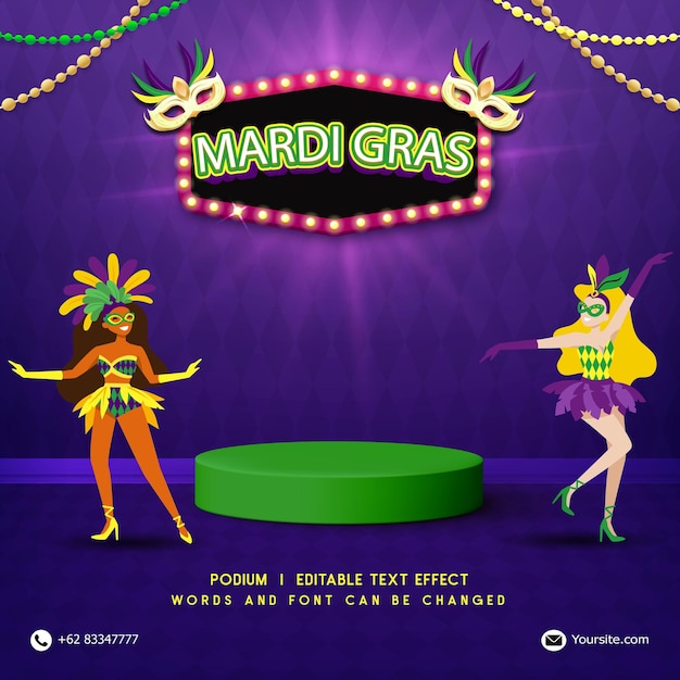 Mardi gras festival podium promotion