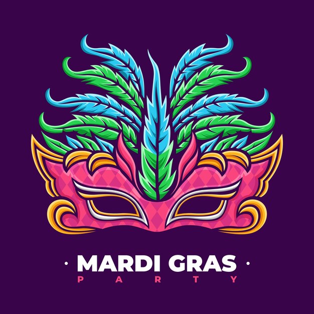 Vector mardi gras festival vector design, event masks on mardi gras day