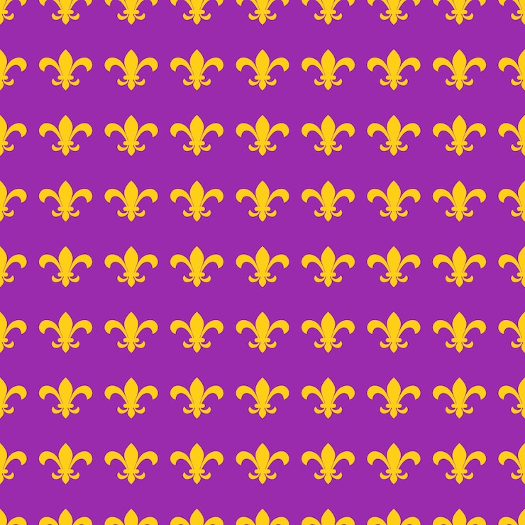 Vector 마디 그라 fleur de lis 원활한 패턴 로얄 릴리 배경 카니발 장식을 위한 벡터 템플릿