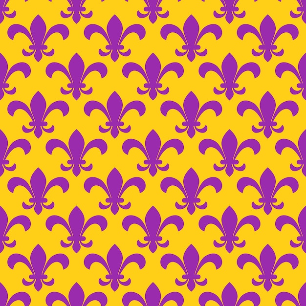 Vector mardi gras fleur de lis seamless pattern royal lily background vector template for carnival decorations