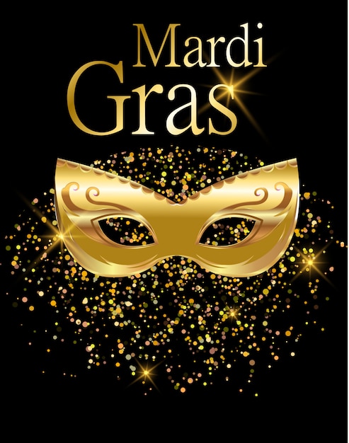 Vector mardi gras golden carnival mask