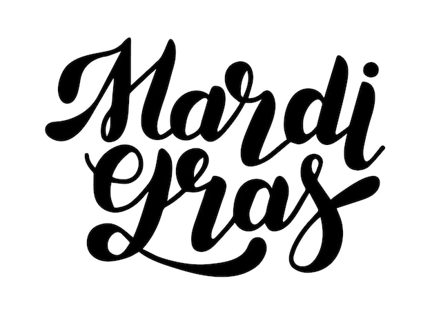 Mardi gras gorgeous lettering written with elegant calligraphic font or script