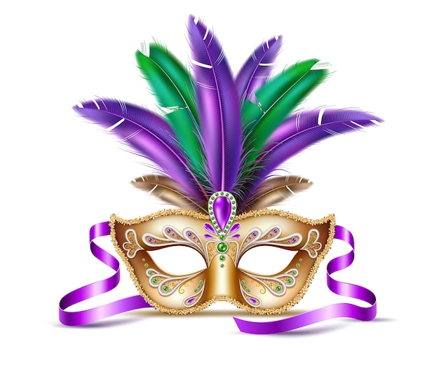 Purple Gold Mardi Gras Feathers Carnival Headdress
