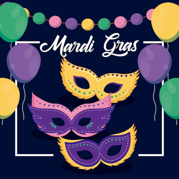 Mardi gras-kaart met maskers