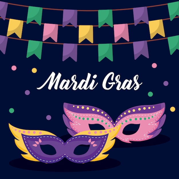 Mardi gras-kaart met maskers