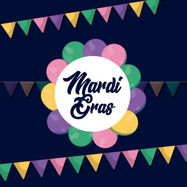 Mardi gras-kaart met slingers