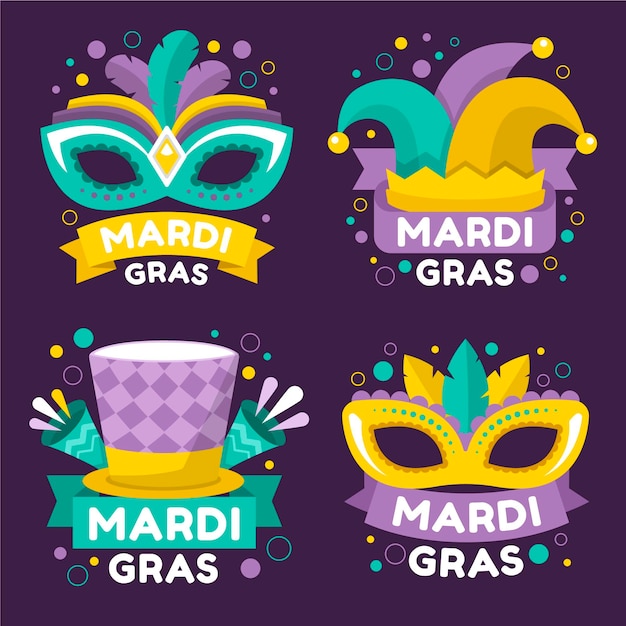 Collezione di etichette mardi gras