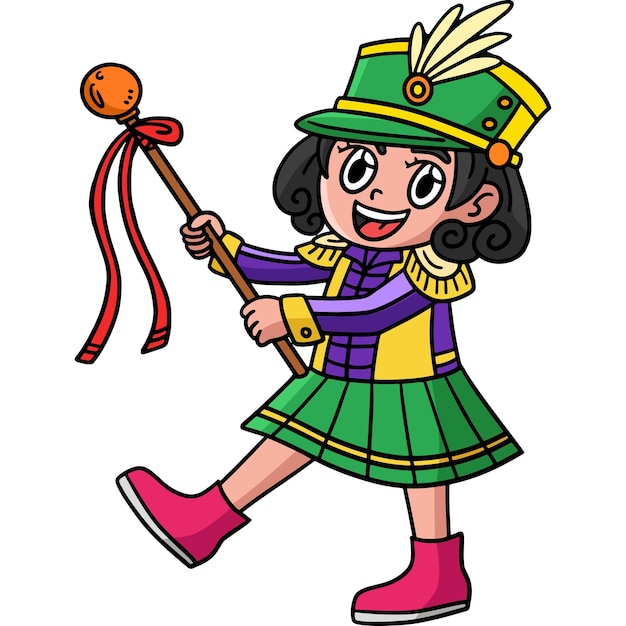 Mardi gras majorett cartoon colored clipart