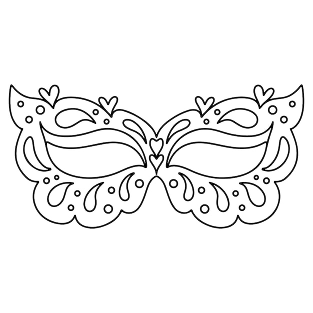 Вектор Маска марди гра в стиле каракули, нарисованная вручную карнавальный элемент раскраски страницы векторные иллюстрации