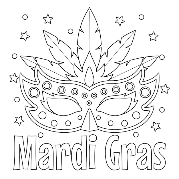 Mardi Gras Mask Isolated Coloring Page for Kids