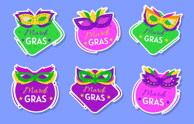 Mardi Gras Mask Sticker Set Collectie