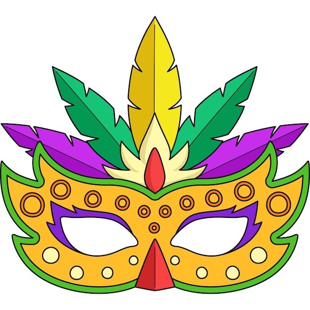 Vector mardi gras masker cartoon gekleurde clipart