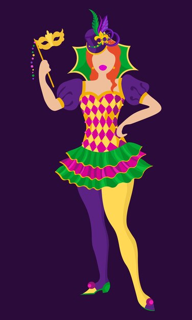 Vector mardi gras masqerade costume girl