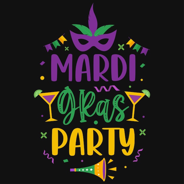 Mardi gras partij typografie tshirt ontwerp