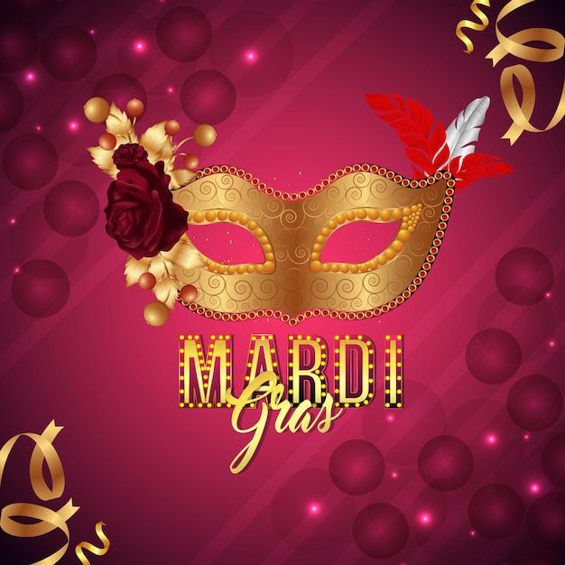 Mardi gras party greeting card and background