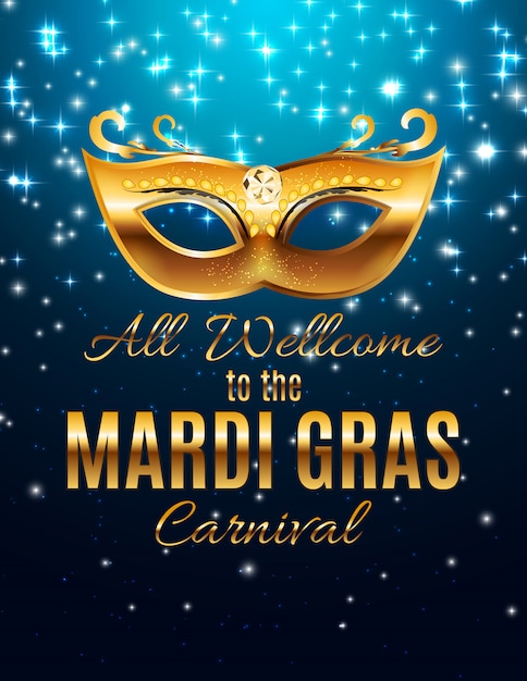 Mardi gras party mask holiday poster achtergrond. illustra