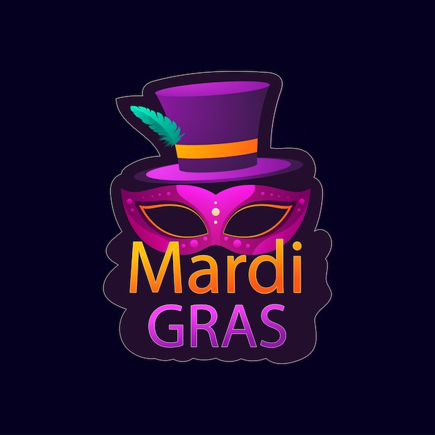 mardi gras party poster and invitation card with feather mask
