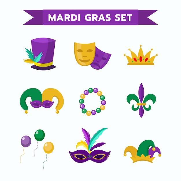 Mardi gras pictogrammenset collectie ontwerp