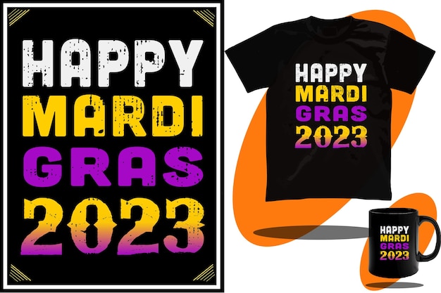 ベクトル マルディグラ t シャツとマルディグラ 2023 シャツ、マルディ フラグ t シャツ、またはマルディグラ パーティー ベクター。