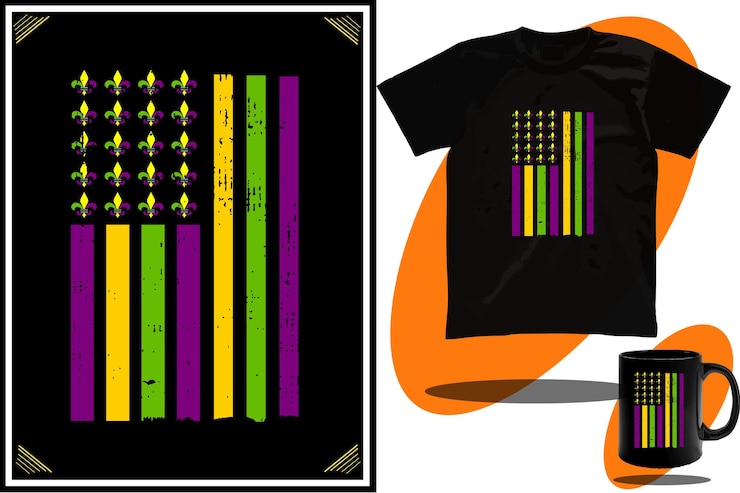 वेक्टर mardi gras t shirt and mardi gras 2023 shirt, mardi flag t shirt or mardi gras party vector.
