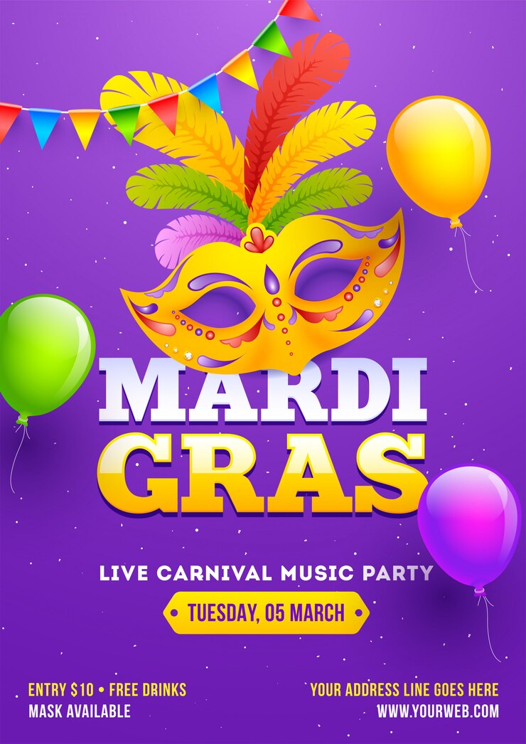 Vector mardi gras template.
