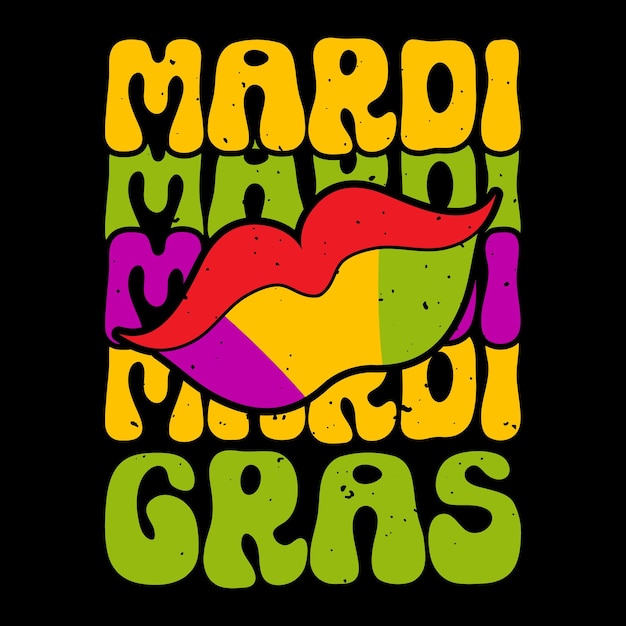 Дизайн футболки Mardi Gras Типография Векторная иллюстрация