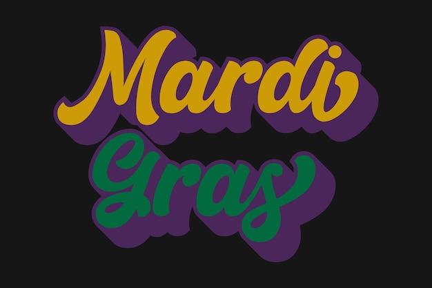 Векторный дизайн футболки Mardi Gras Typography