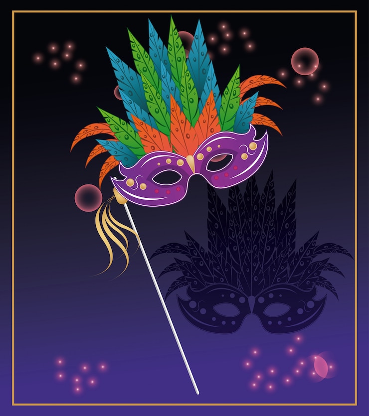 Vector mardi grass mask colorful card