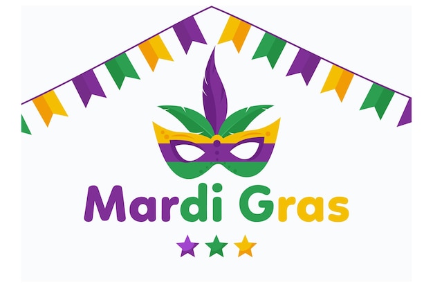 Mardigras poster for party or post to social media flat vector modern illustration