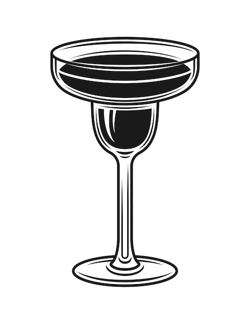 Margarita cocktail glass vector object or design element in monochrome style isolated on white background