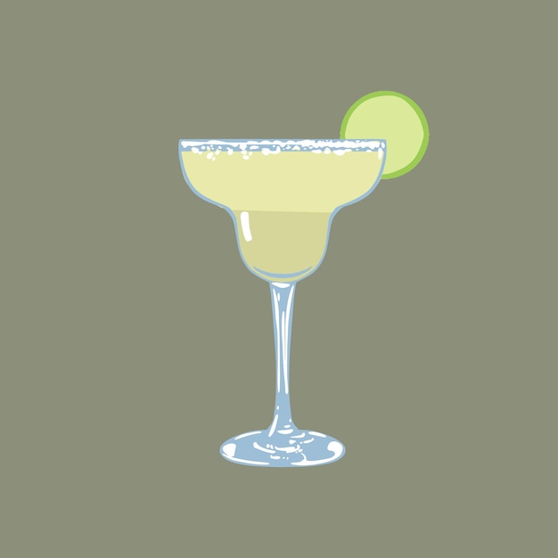 Vector margarita cocktail vector hand drawn illustration in flat style