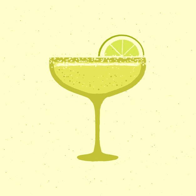 Vector margarita-drankje met limoen en zout voor evenement platte vectorillustratie met textuur