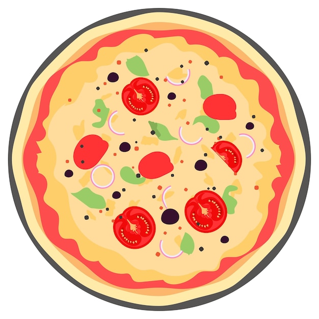 Vector margarita pizza concept neapolitan mozzarella cheese vector icon design delicious food symbol