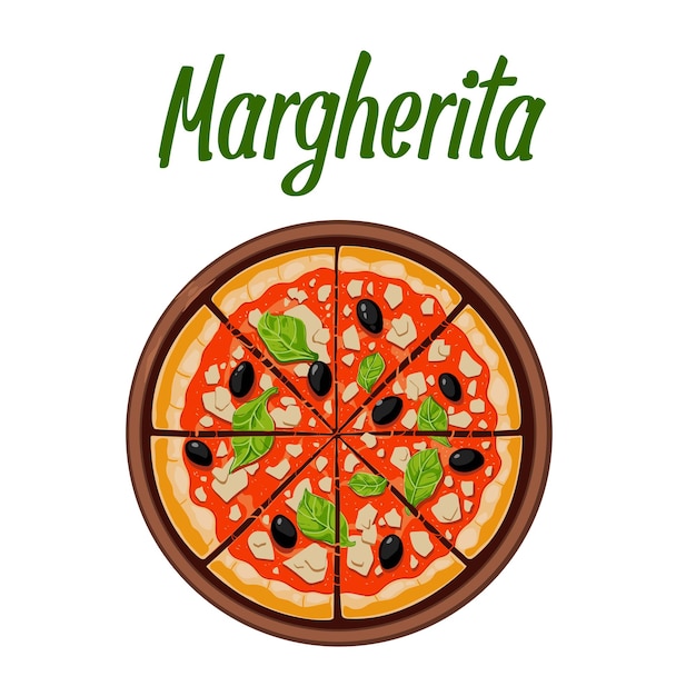 Vector margherita italiaanse pizza illustratie