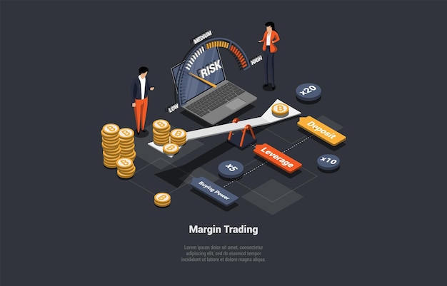 Margin Trading Risks and Profits Concept Brokers Analyse Global Fund and Finance News for Buying and Selling Bonds on Rising Price Trade Forex And Crypto Assets Isometric 3d Vector Illustration