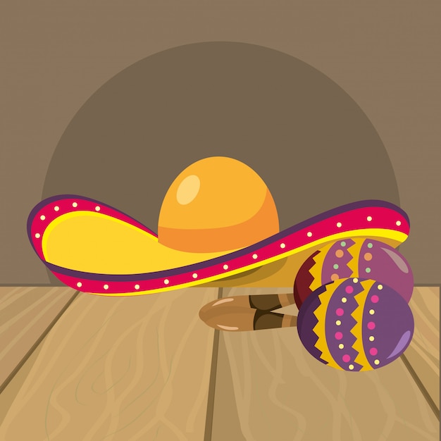 Mariachi-hoed en maracas