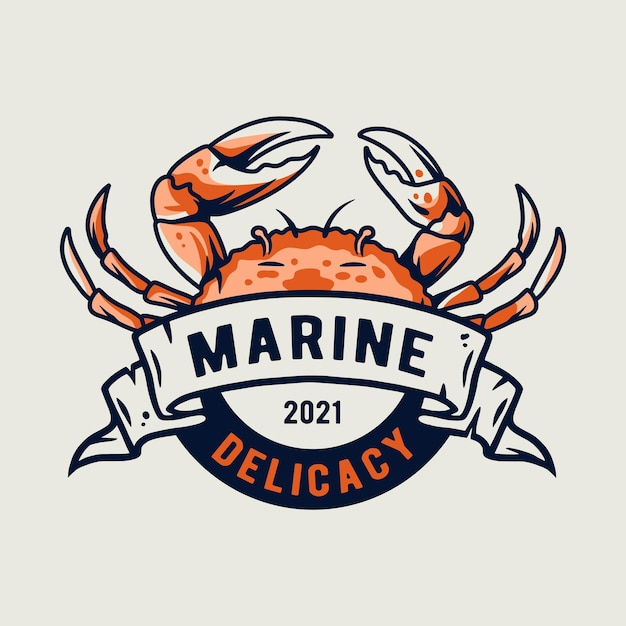 Mariene oceaankrab nautische delicatesse zeevruchten logo