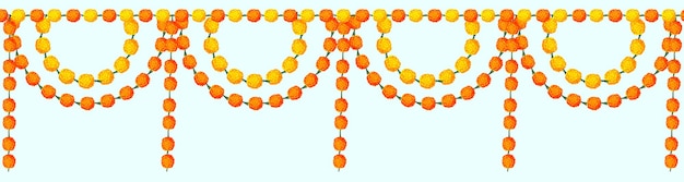 Vector marigold flower garland door decoration on the time of the festival with yellow and orange flower