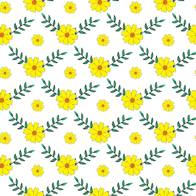 Marigold flower and leaf Seamless Pattern Design