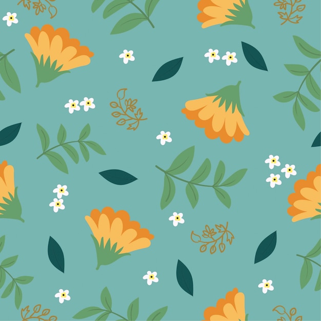 금 잔 화 꽃과 잎 원활한 패턴