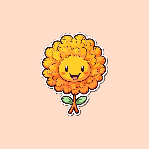 Marigold sticker kawaii cartoon illustratie